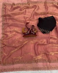 Lavender Color Space Silk Sequence Embroidered Saree