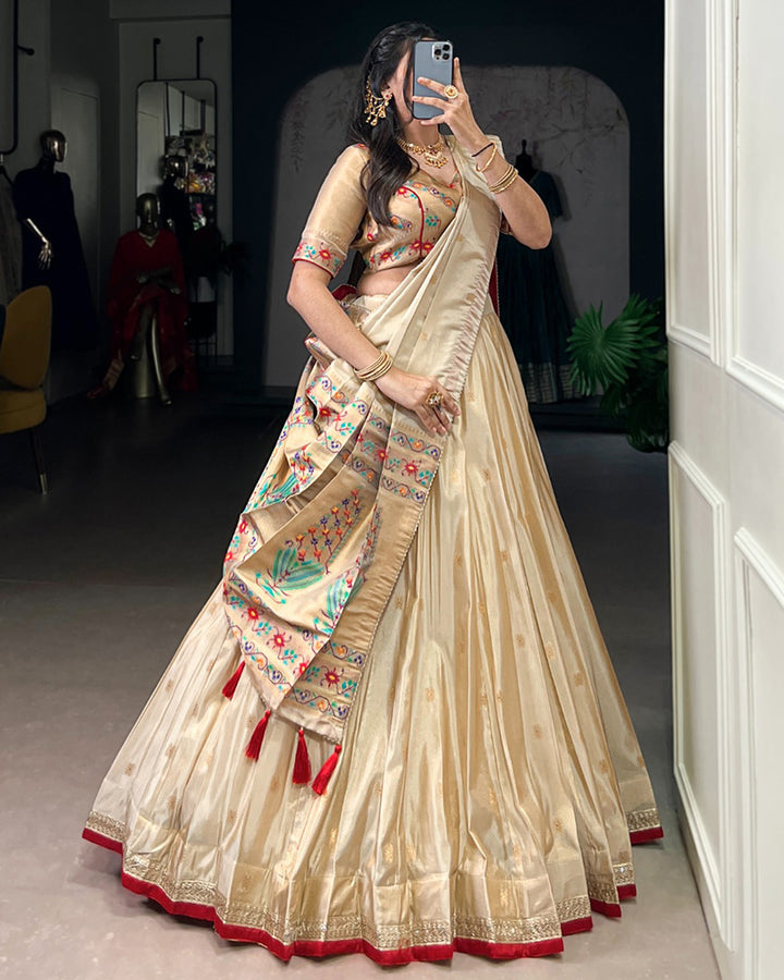 Designer Red Color Paithani Silk Lehenga Choli