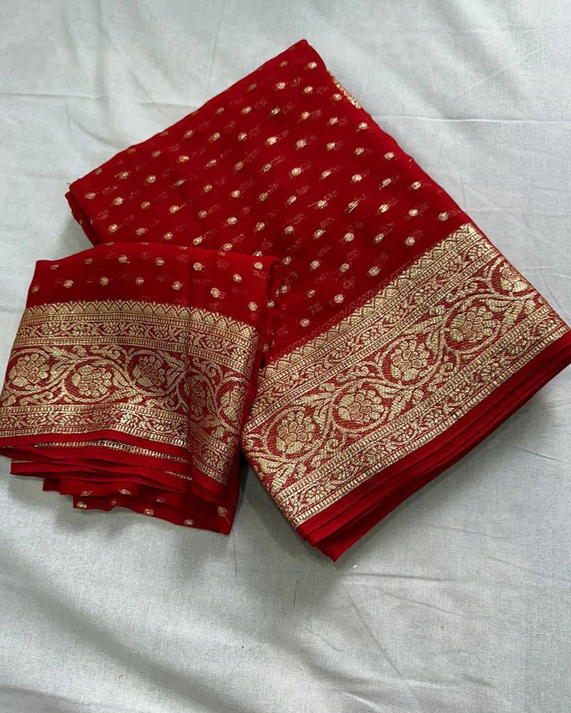 Orange Color Pure Viscose Georgette Saree