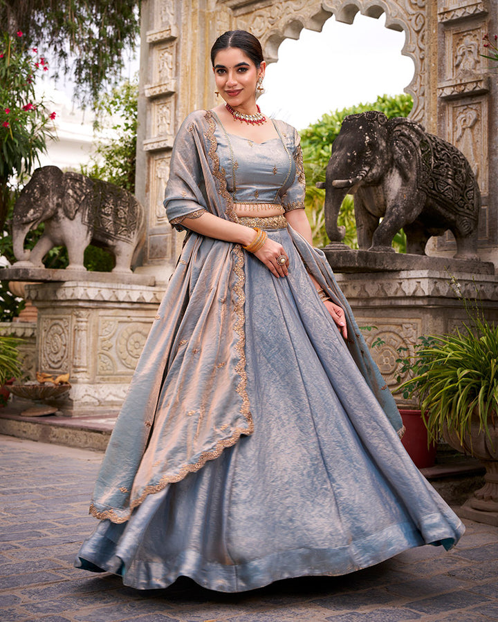 Sky Blue Color Fendi Pastel Lehenga Choli