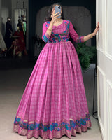 Pink Color Viscose Chanderi Printed Gown