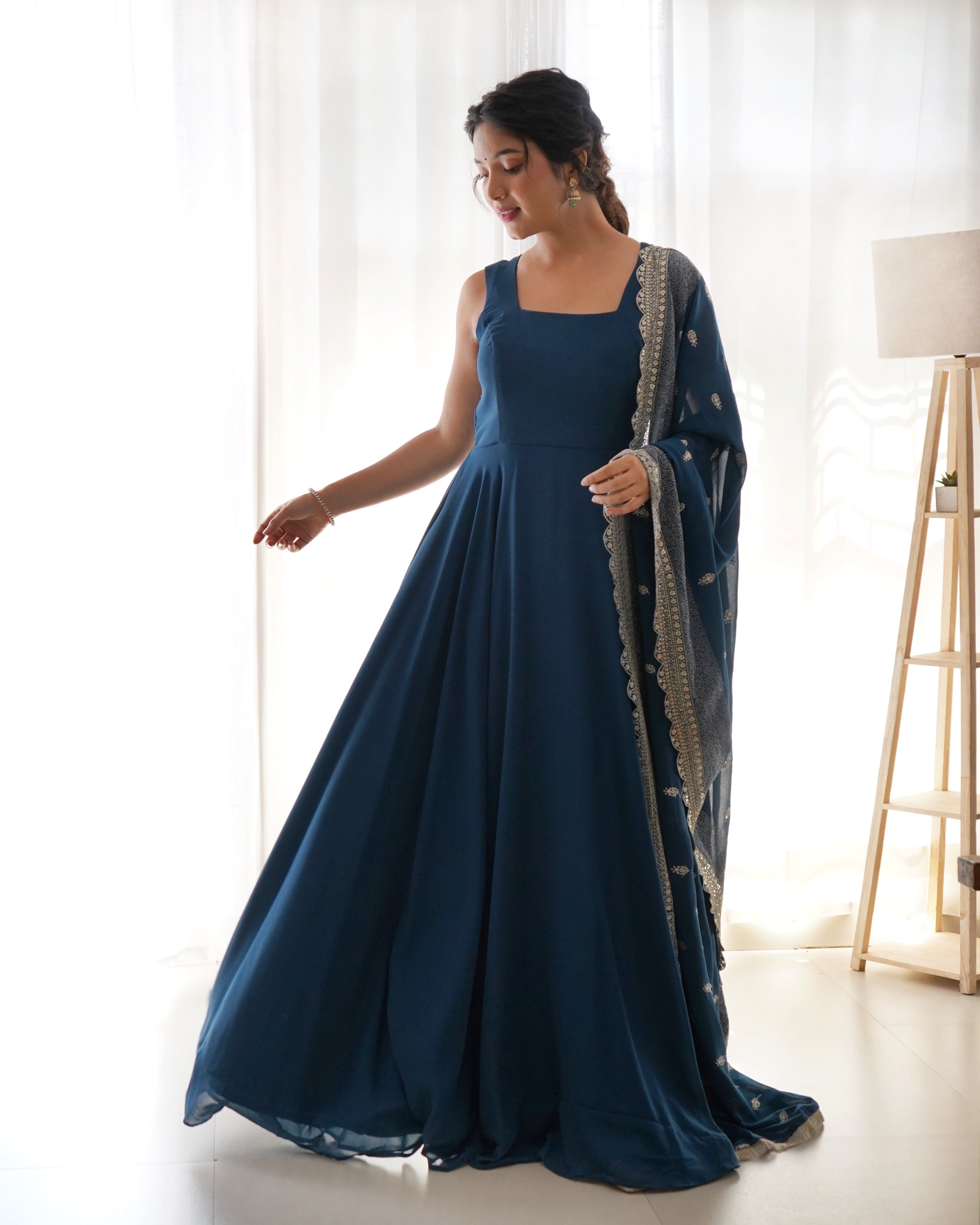 Plain gown shop with heavy dupatta