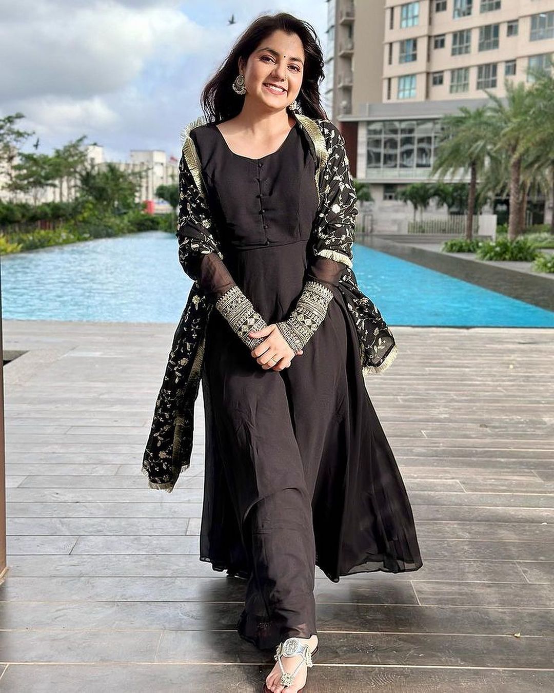 Neha Bagga Black Color Soft Georgette With Heavy Embroidery Work Dupatta Anarkali Suit
