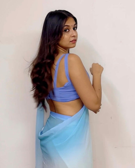 Muskan Tiwary in Alia Bhatt Inspired Pre Drapped Saree