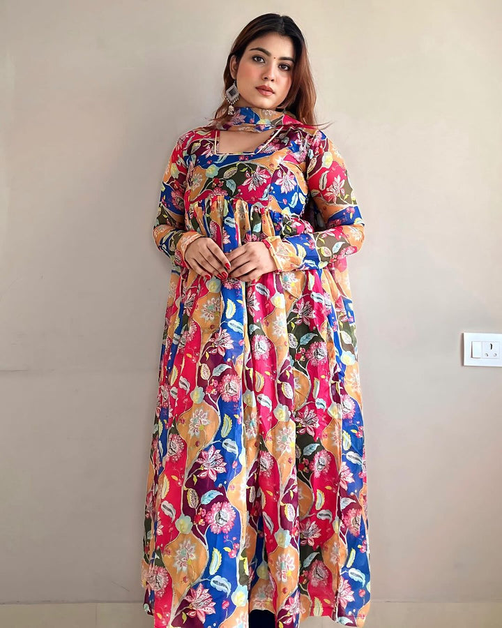 Kanak Mishra Alia Cut With Nyra Cut Soft Organza Three Piece Anarkali Suit