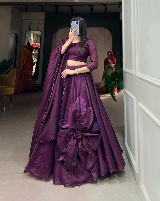 Rajwadi Chanderi Silk Four Color Semi Stitched Lehenga Choli