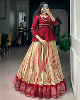 Maroon Color Dola Silk Shibori Printed Lehenga Choli