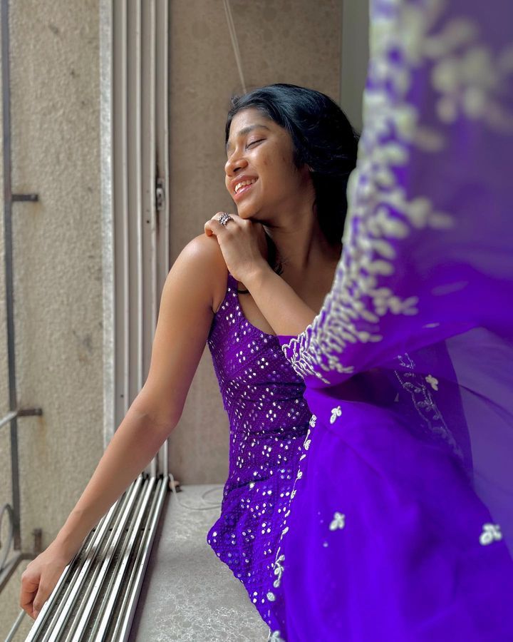 Mansi in Purple Color Sequence Work Soft Georgette Designer Three Piece Suit