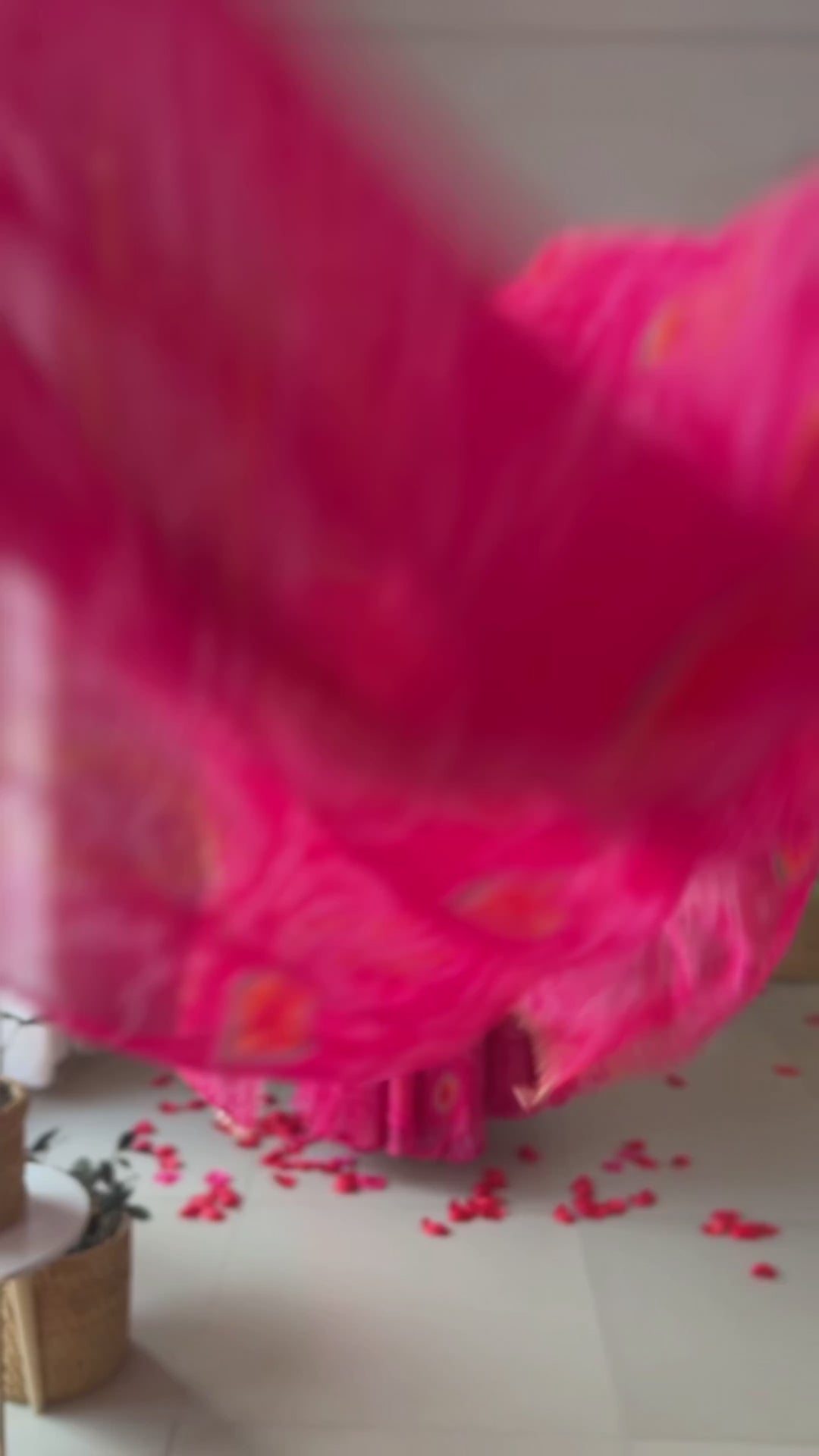 Pink Color Bandhej  Print Soft Chiffon Stylish Neck Three Piece Anarkali Gown
